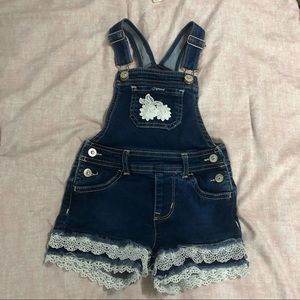 Jordache 3T adorable overalls - embroidered - ruffle detailing